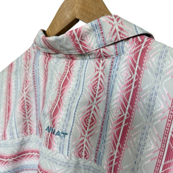 Ariat TEK Men's 2XL Long Sleeve Southwestern Print Button-Up Shirt Sweat Wicking - Picture 6 of 14